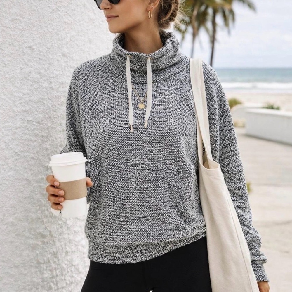 Offline by Aerie Marled Knit Funnel Neck Pullover Cozy Athleisure Top sz XL